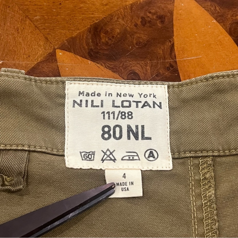 Nili Lotan Jenna Pant Low-Rise Twill Military Raw Hem Green Size 4 Patch Pockets - Picture 12 of 16